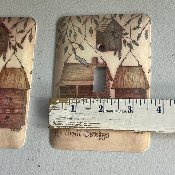 Vintage Light Switch Toggle Cover Plates L. Spivey Birdhouse Be Thankful - Picture 4 of 6